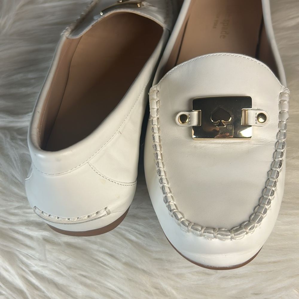 KATE SPADE Loafers Women's Size 8 Kate Spade Carmen S1350018 White Leather Shoes - Picture 13 of 15